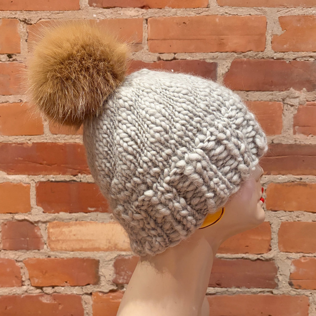 Gold Mink Faux Fur Pom, 5 Inch