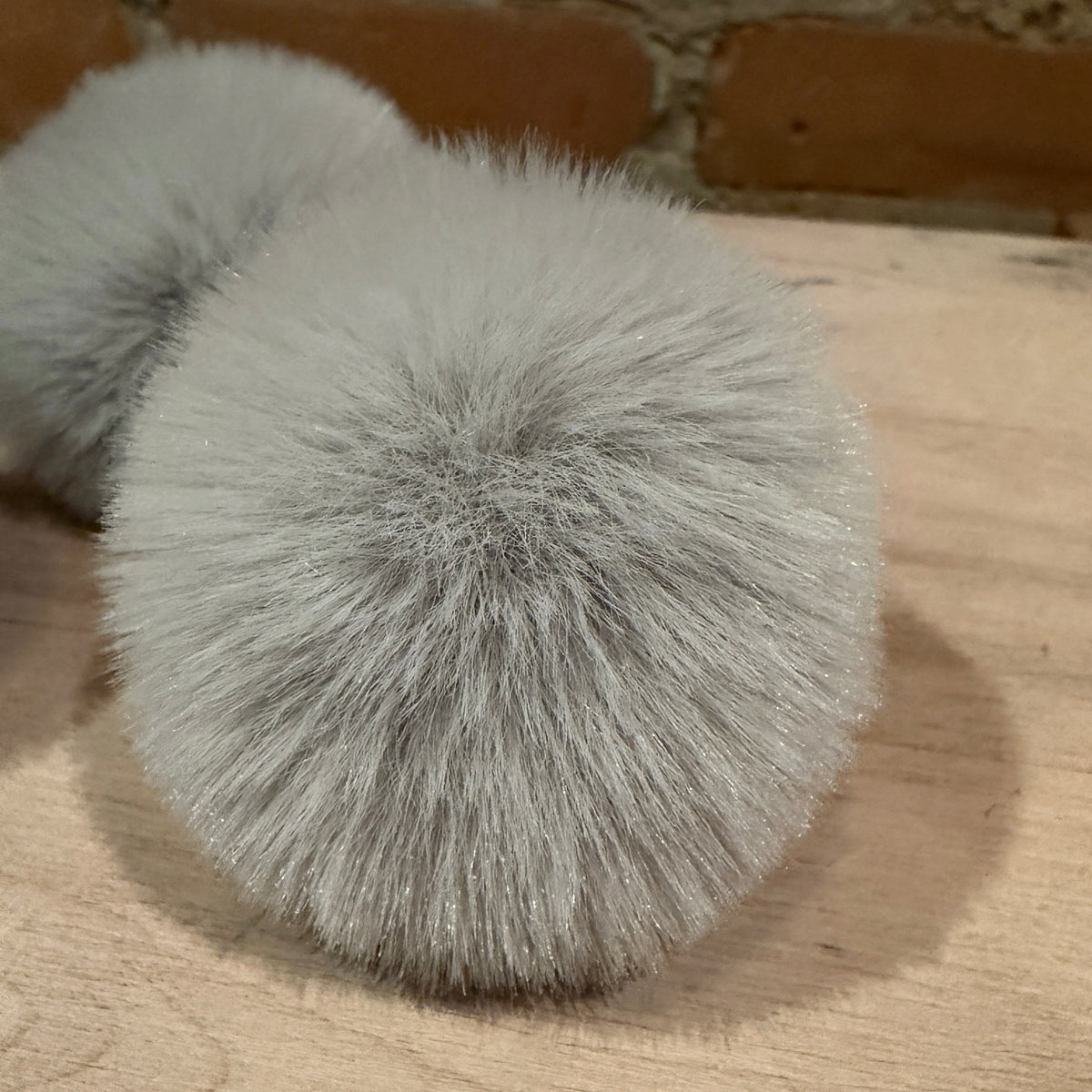 Six Silver Bells Grey Pom Ornaments