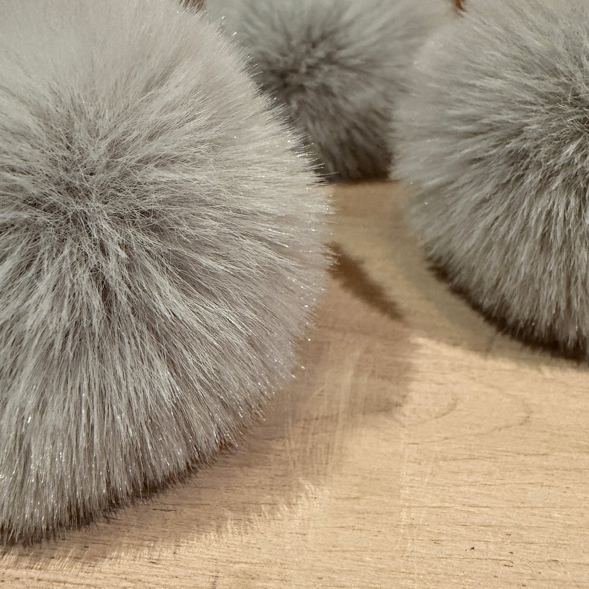 Six Silver Bells Grey Pom Ornaments