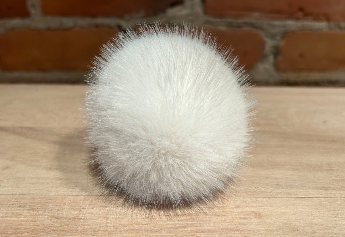 White Mink Faux Fur Pom, 3 Inch