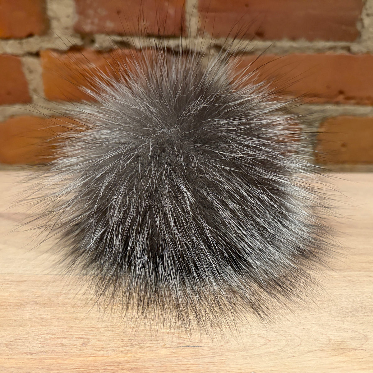 Silver Fox Fur Pom, 6 Inch