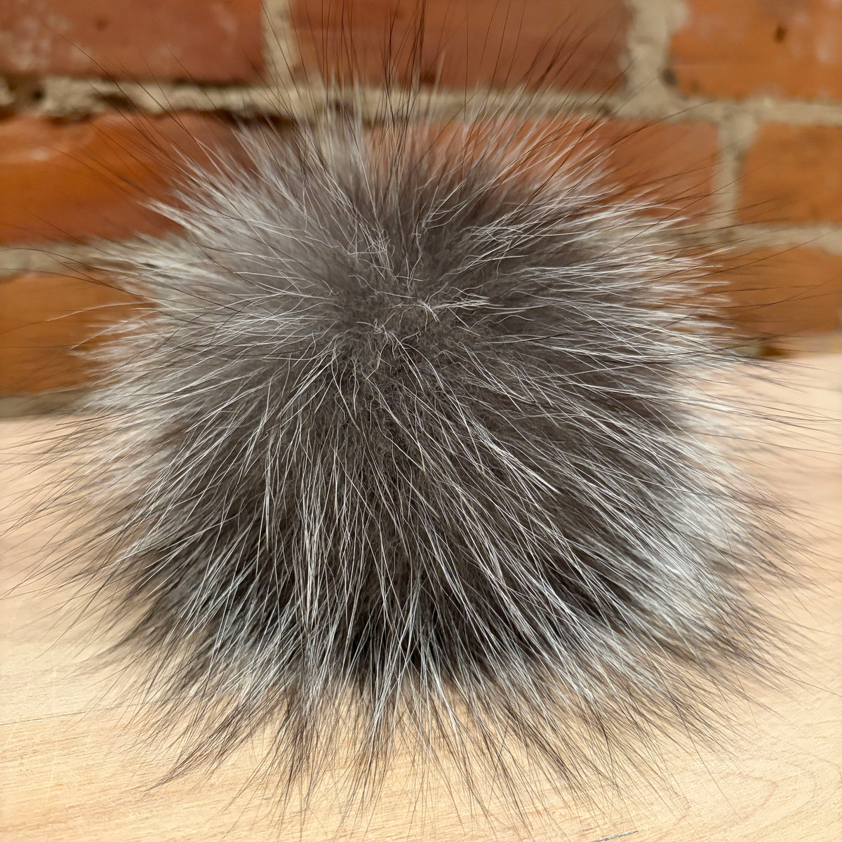 Silver Fox Fur Pom, 6 Inch
