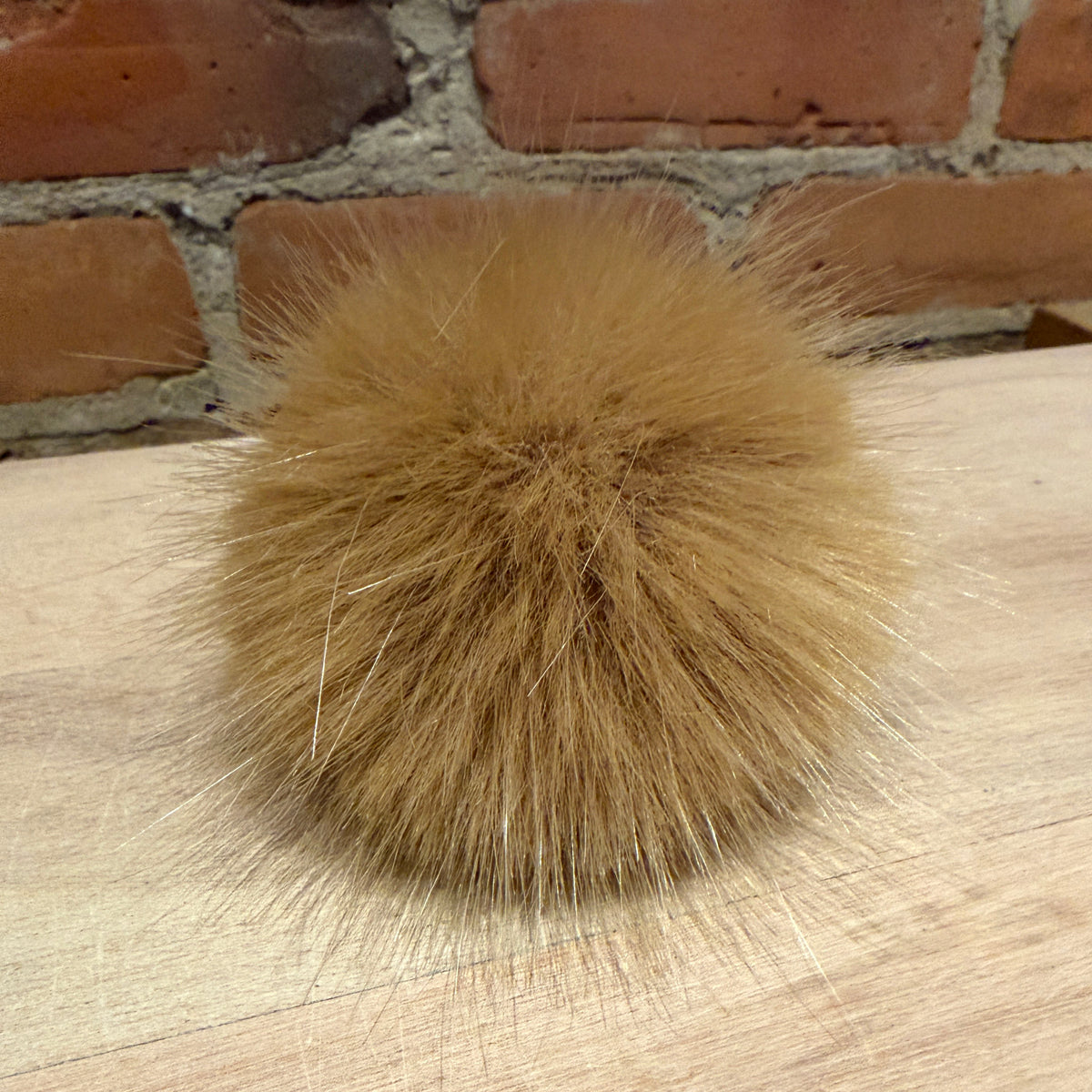 Gold Faux Mink Fur Pom, 3.5 Inch