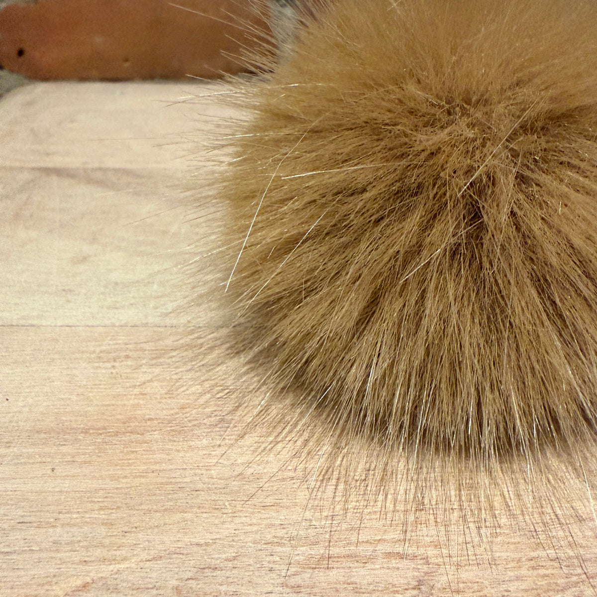 Gold Faux Mink Fur Pom, 3.5 Inch