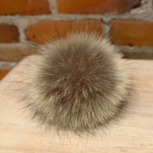 Taupe Blonde Coyote Fur Pom, 3.5 Inch