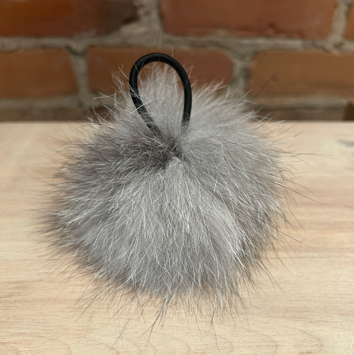 Light Bluish Grey Fox Fur Pom, 3.5 Inch