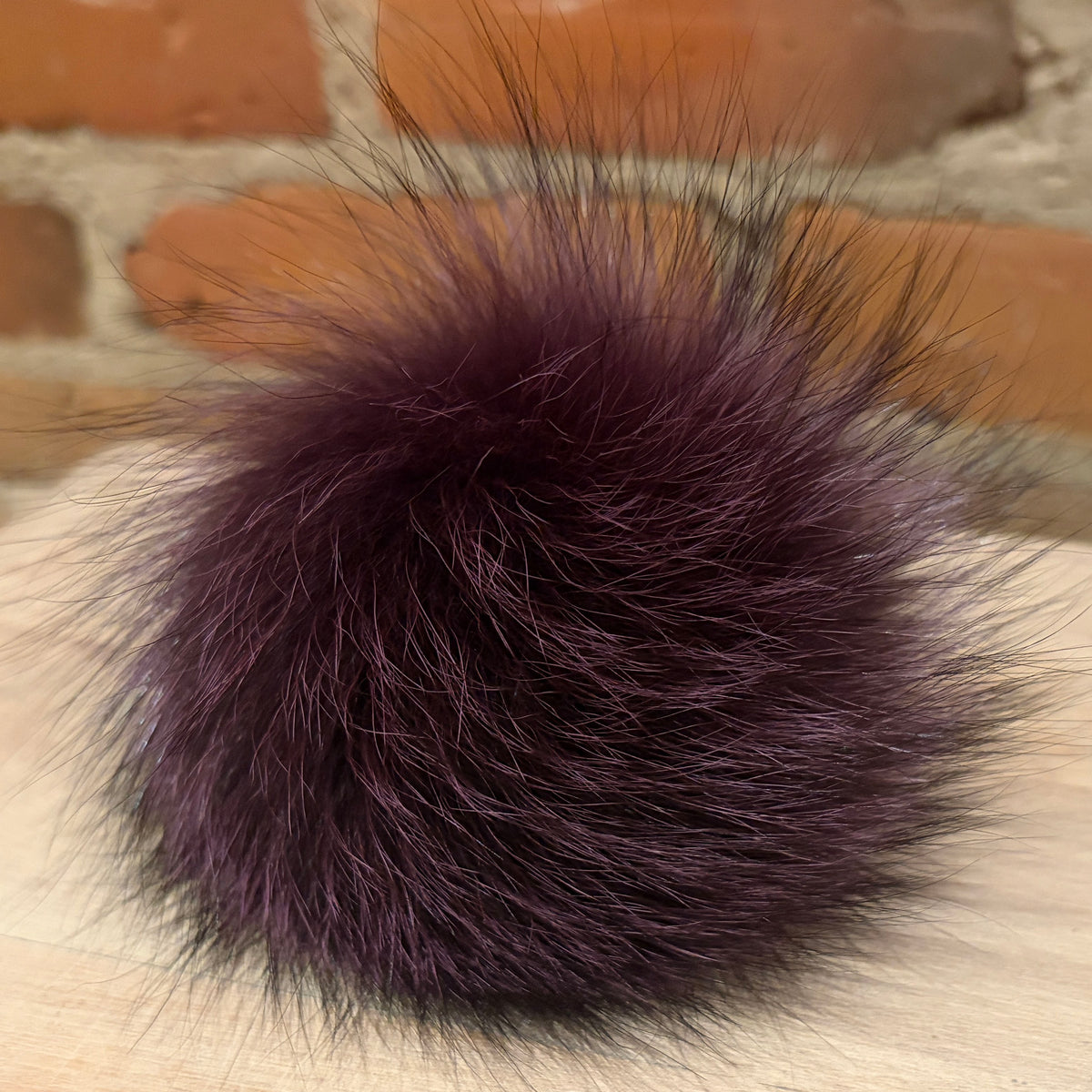 Purple Fox Fur Pom, 4 Inch