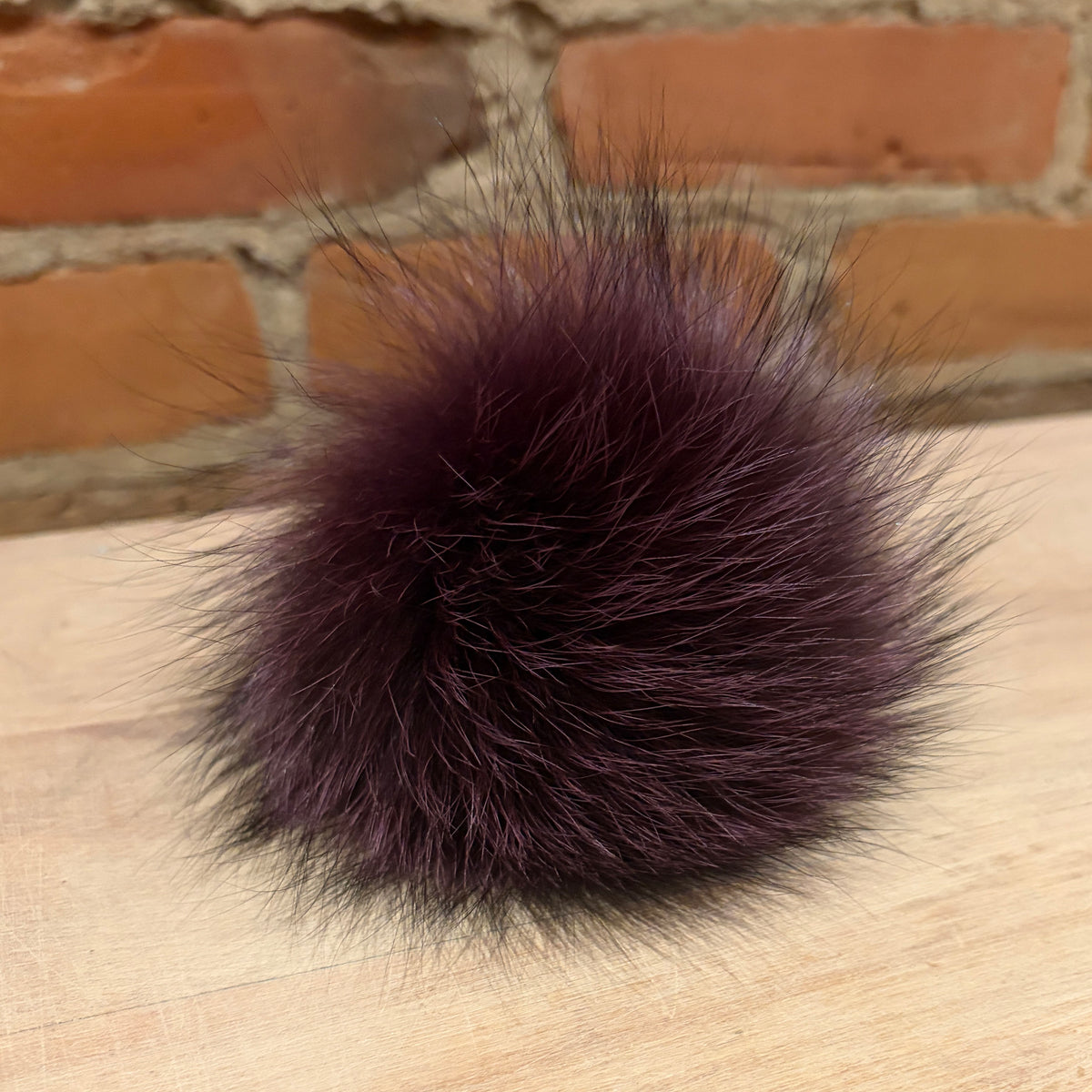 Purple Fox Fur Pom, 4 Inch