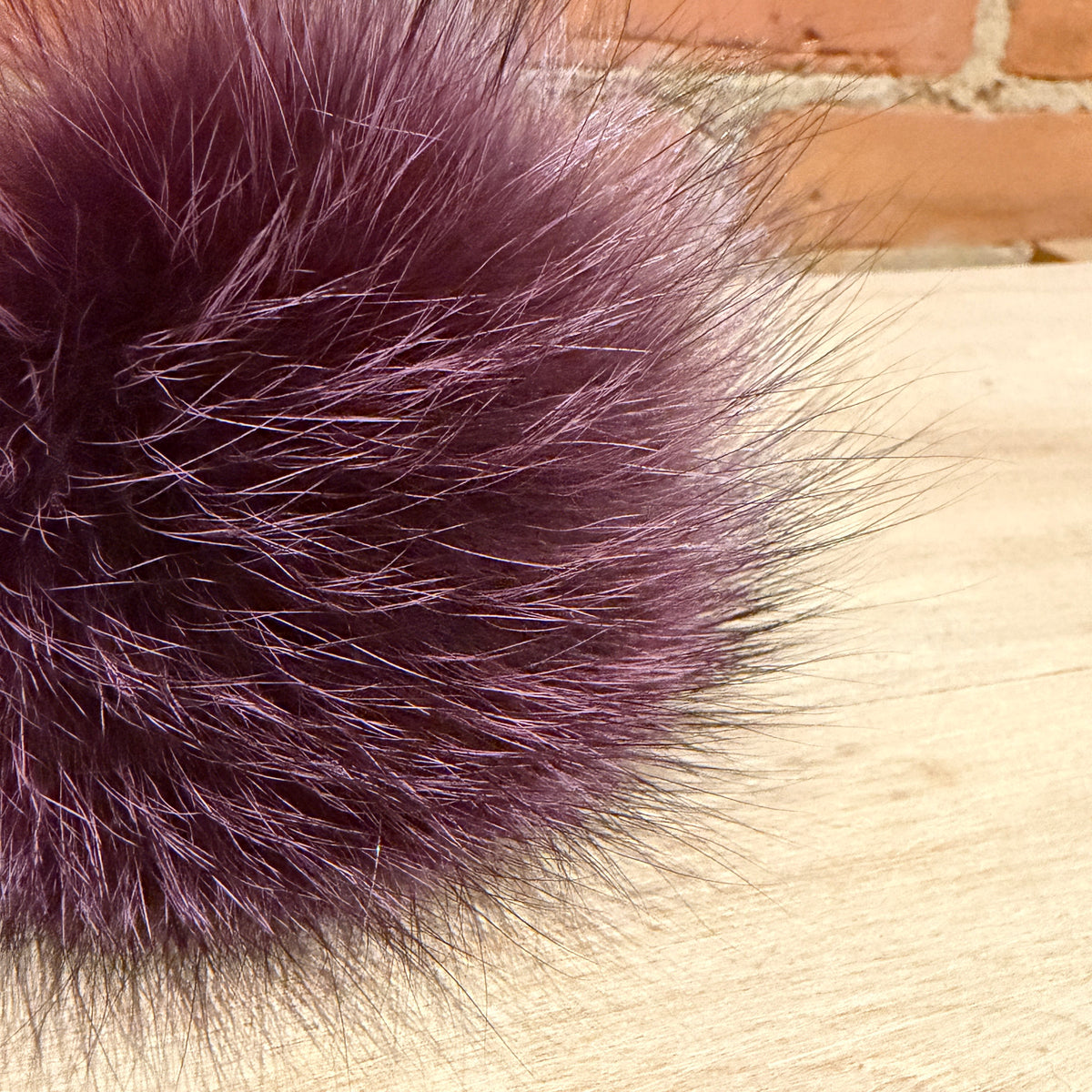 Purple Fox Fur Pom, 4 Inch