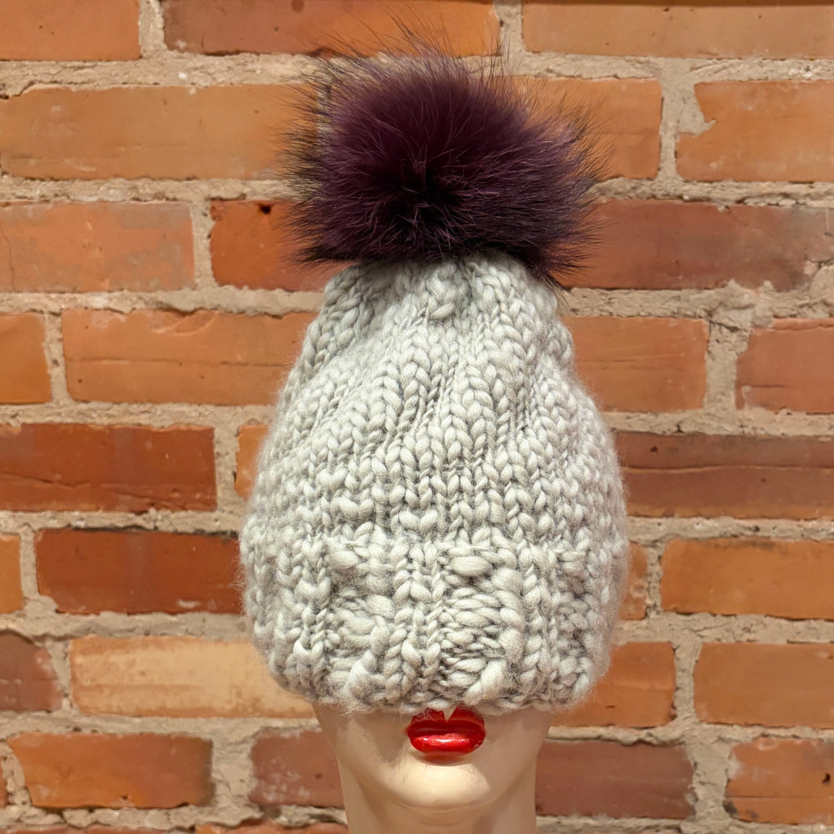 Purple Fox Fur Pom, 4 Inch