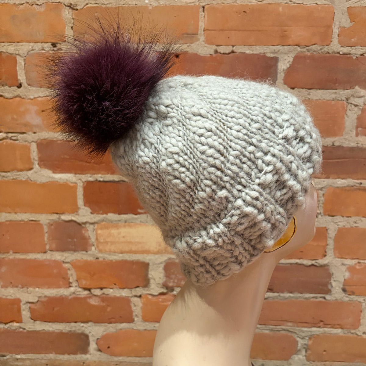 Purple Fox Fur Pom, 4 Inch
