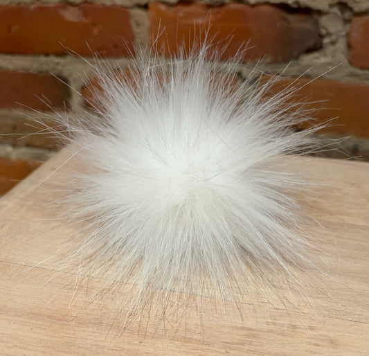 Pure Bright White Faux Fur Pom, 3.5 Inch