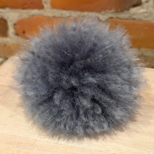 Shark Grey Curly Lamb Pom, 5 Inch