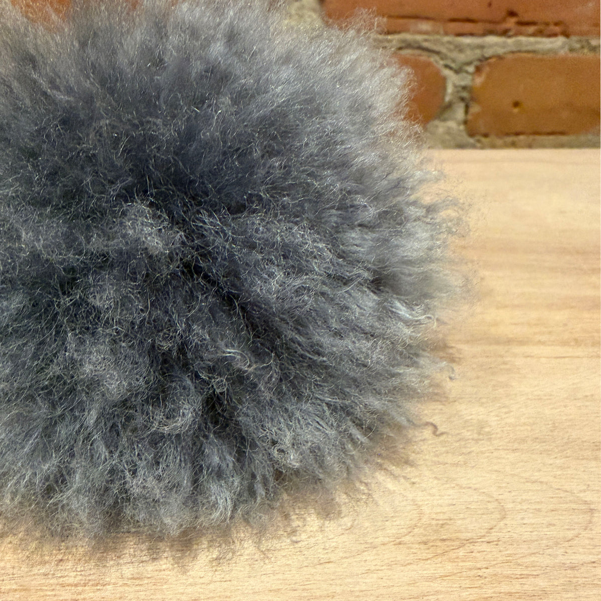 Shark Grey Curly Lamb Pom, 5 Inch