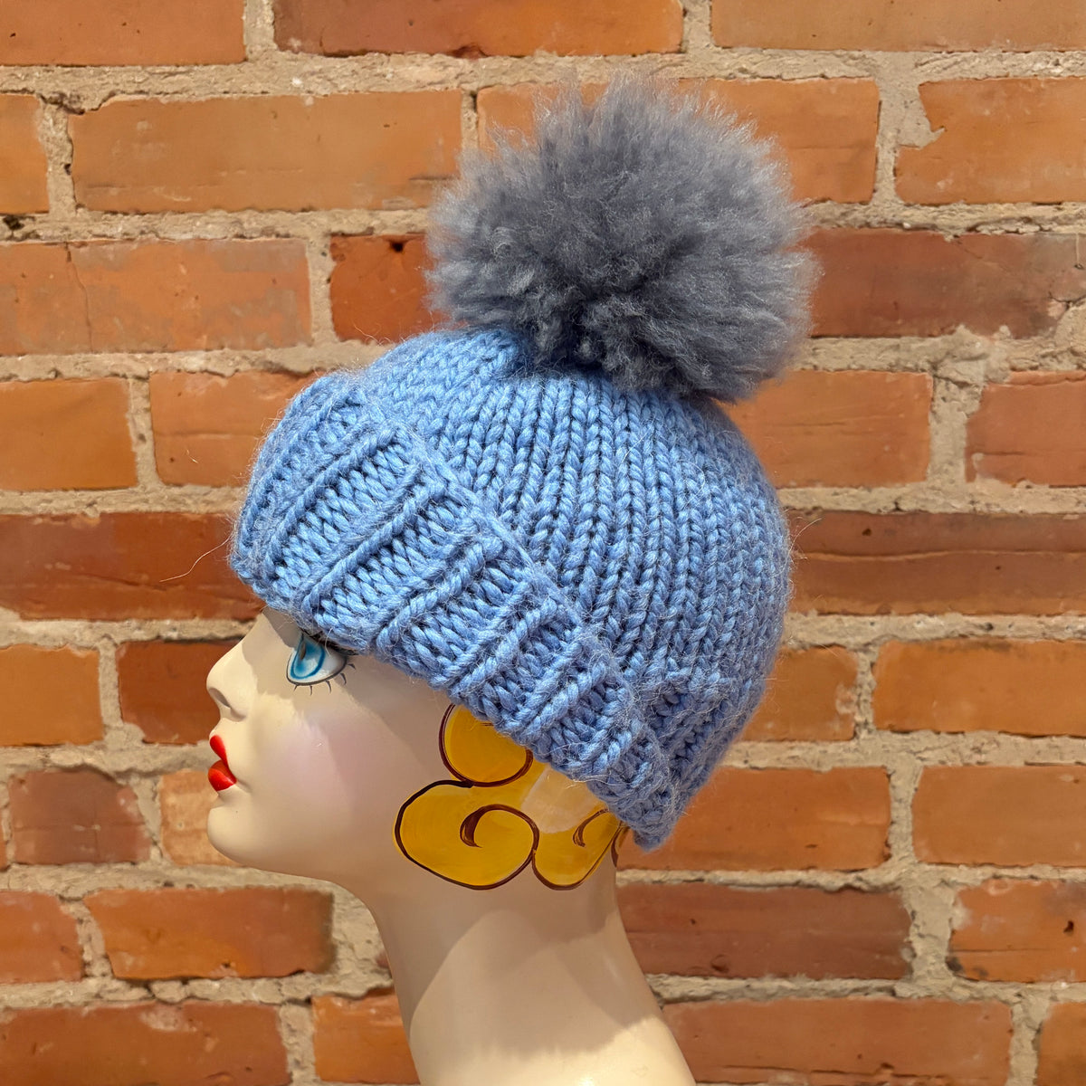Shark Grey Curly Lamb Pom, 5 Inch