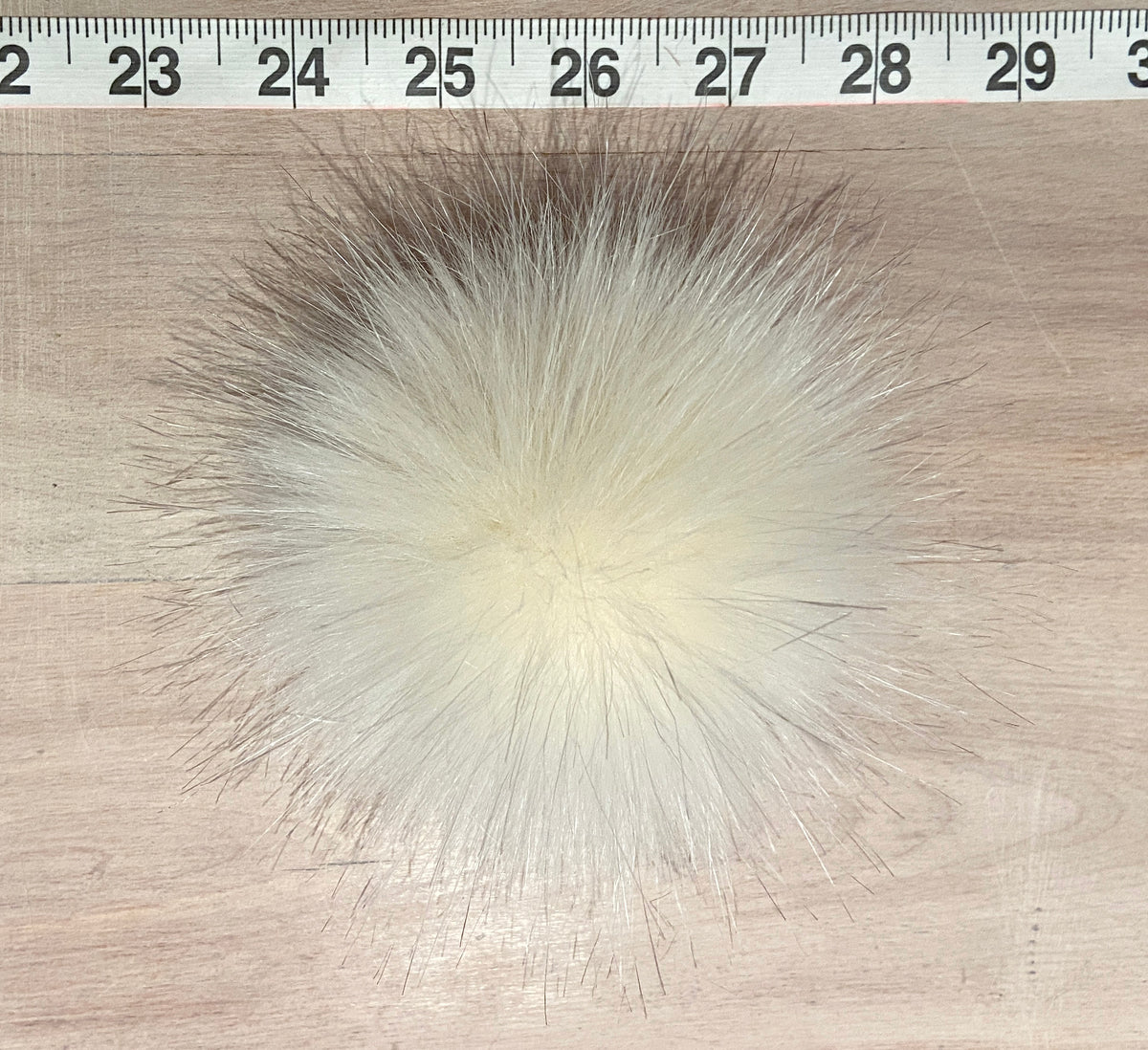Ivory Fox Faux Fur Pom, 3.5 Inch