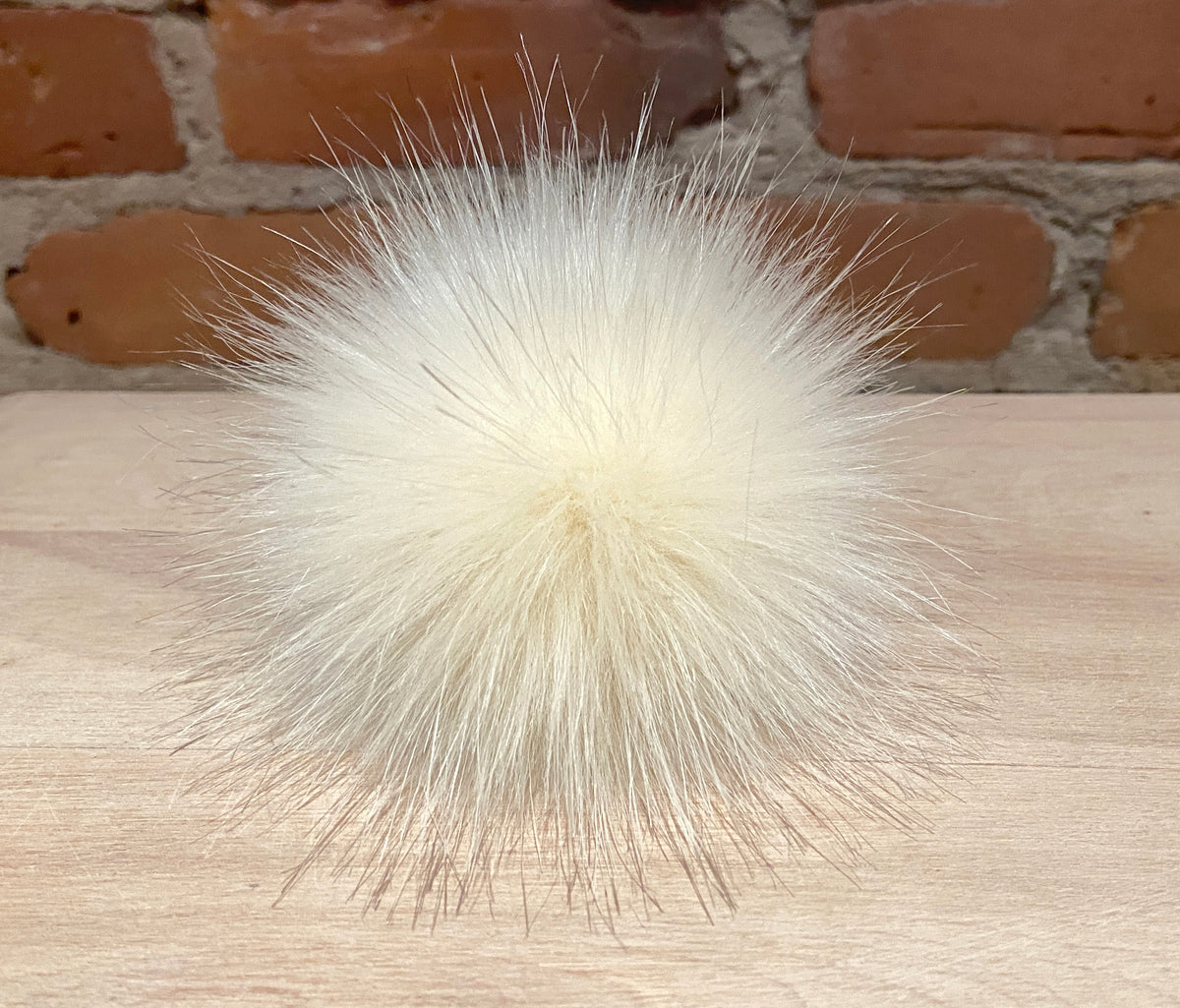 Ivory Fox Faux Fur Pom, 3.5 Inch