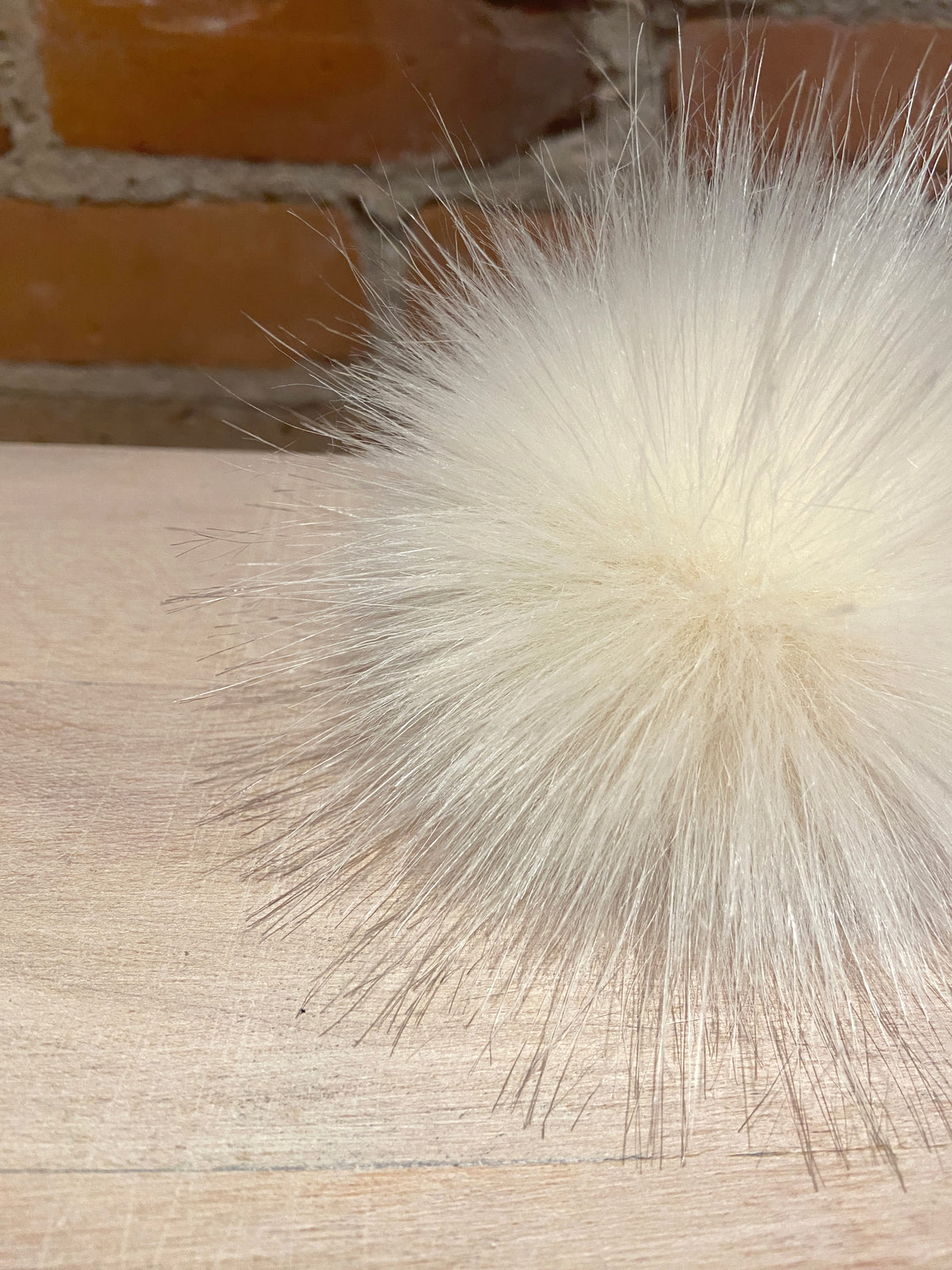 Ivory Fox Faux Fur Pom, 3.5 Inch