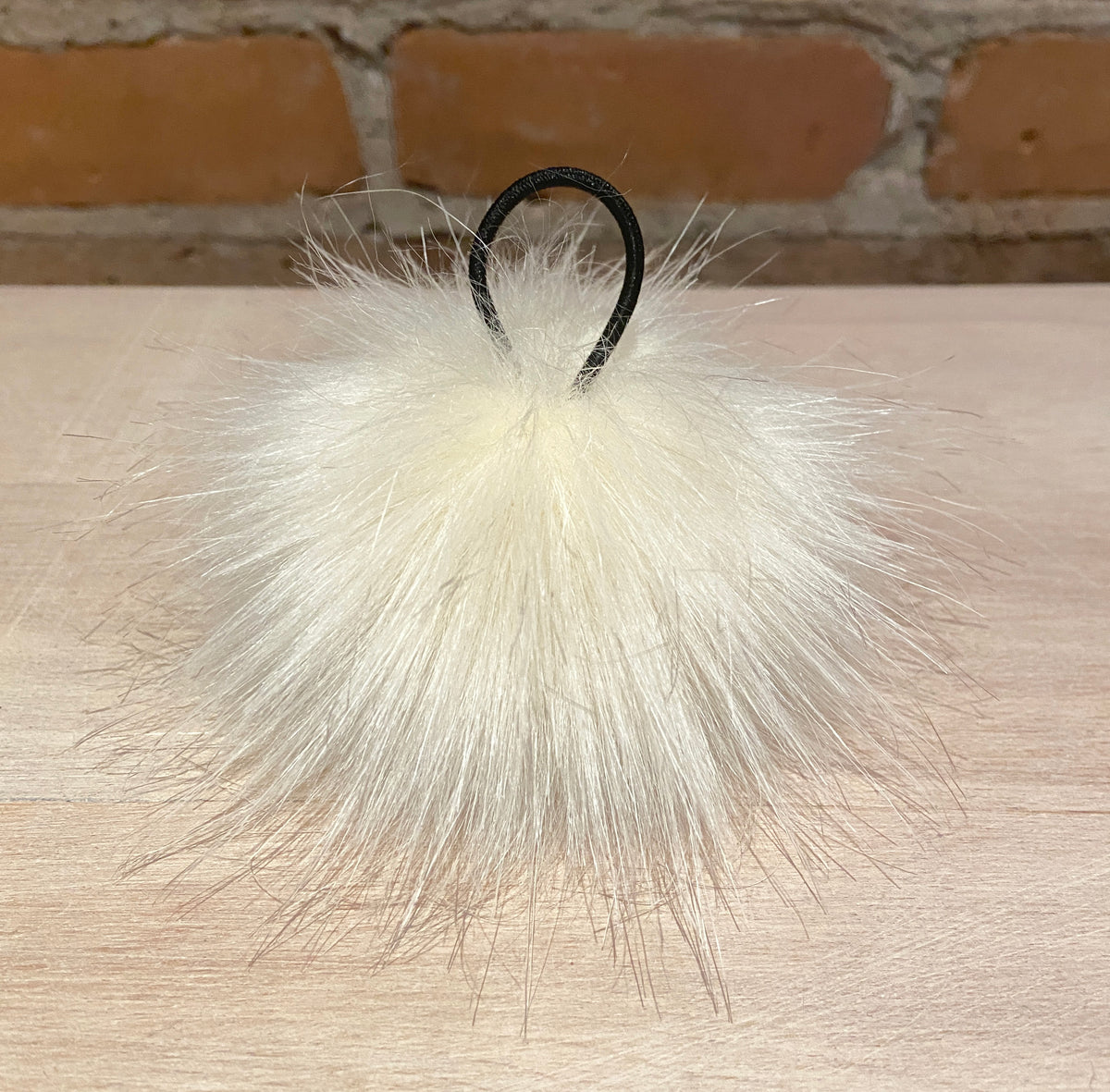 Ivory Fox Faux Fur Pom, 3.5 Inch