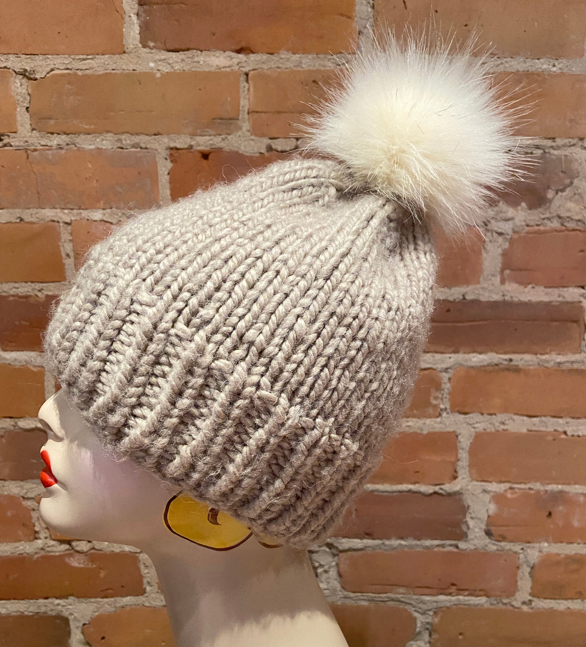 Ivory Fox Faux Fur Pom, 3.5 Inch
