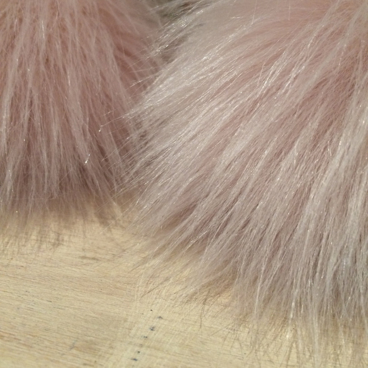 Pearl Pink Faux Lamb Fur Pom, 6 Inch