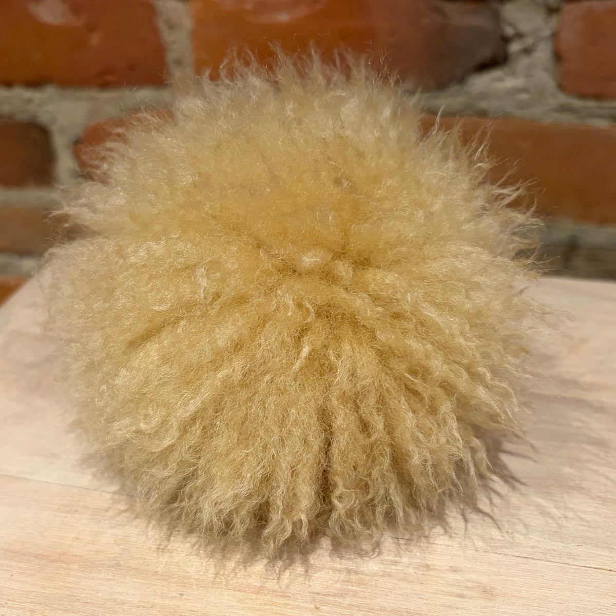 Wheat Gold Lamb Fur Curly Pom, 5.5 Inch