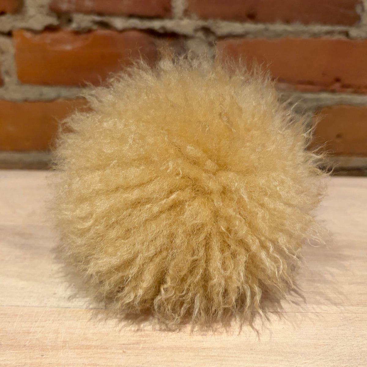 Wheat Gold Lamb Fur Curly Pom, 5.5 Inch