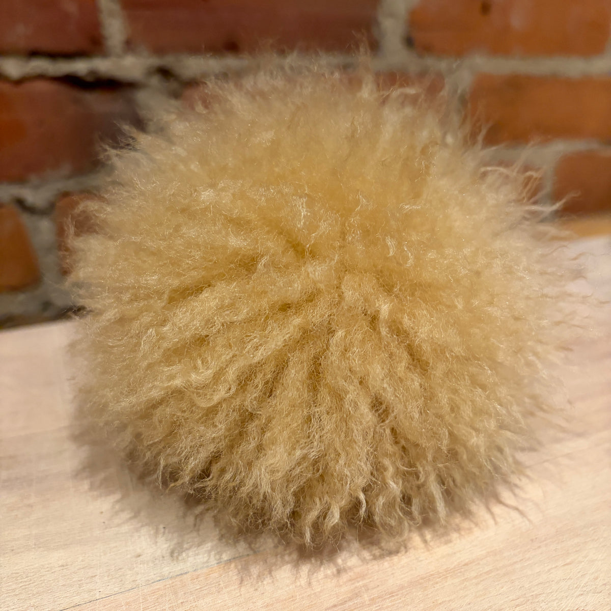 Wheat Gold Lamb Fur Curly Pom, 5.5 Inch
