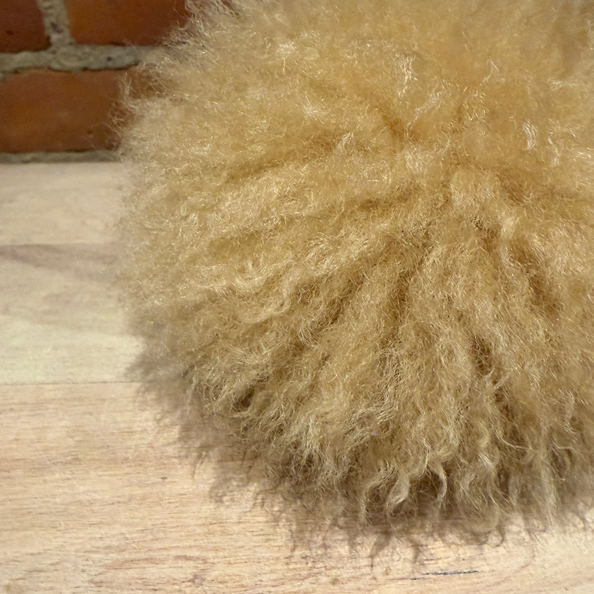 Wheat Gold Lamb Fur Curly Pom, 5.5 Inch