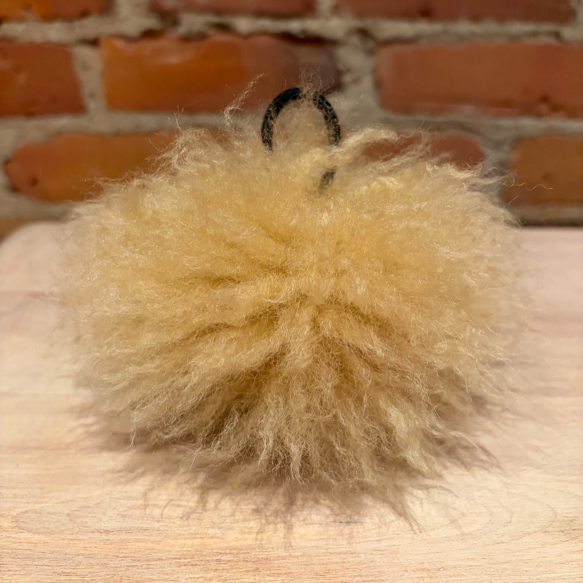Wheat Gold Lamb Fur Curly Pom, 5.5 Inch