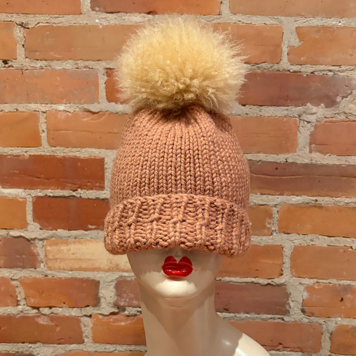 Wheat Gold Lamb Fur Curly Pom, 5.5 Inch
