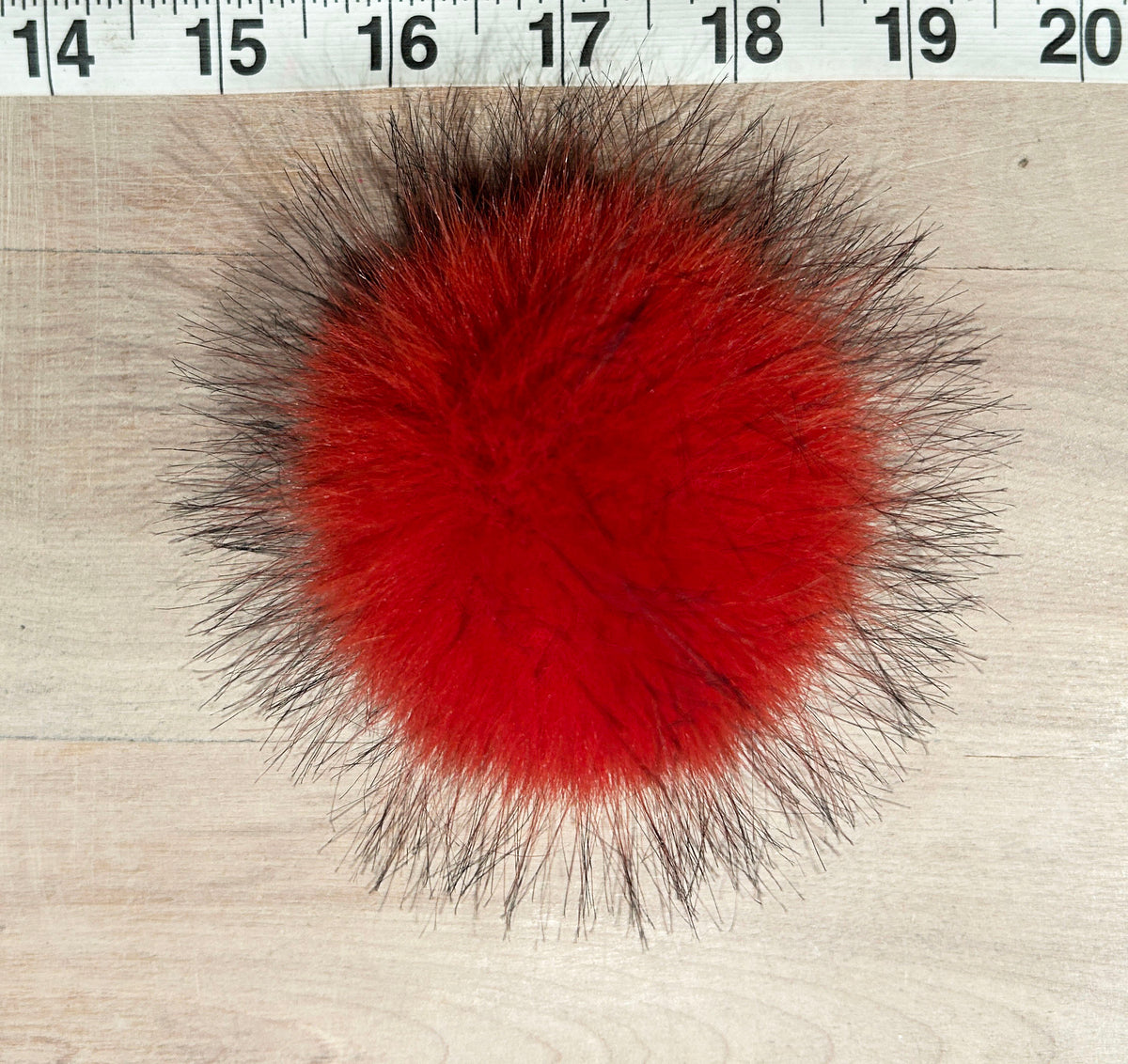 Orange Red Fur Hat Pom, 3 inch