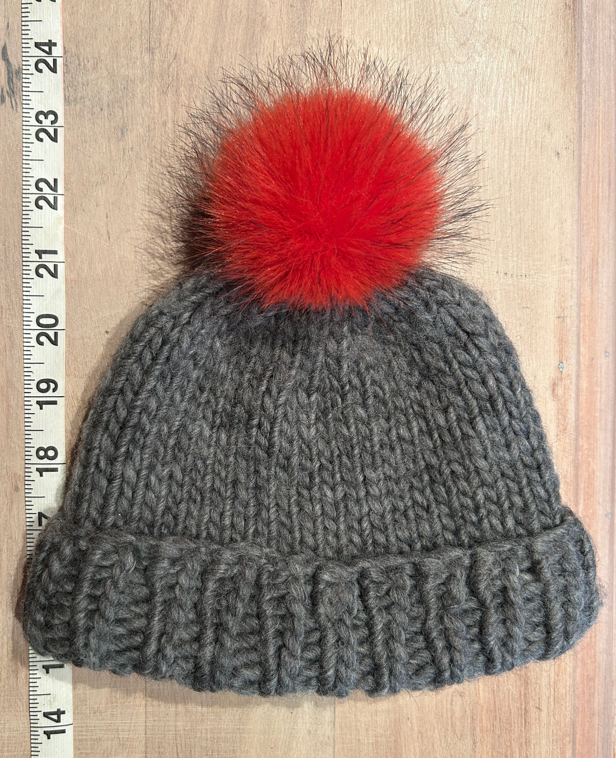 Orange Red Fur Hat Pom, 3 inch