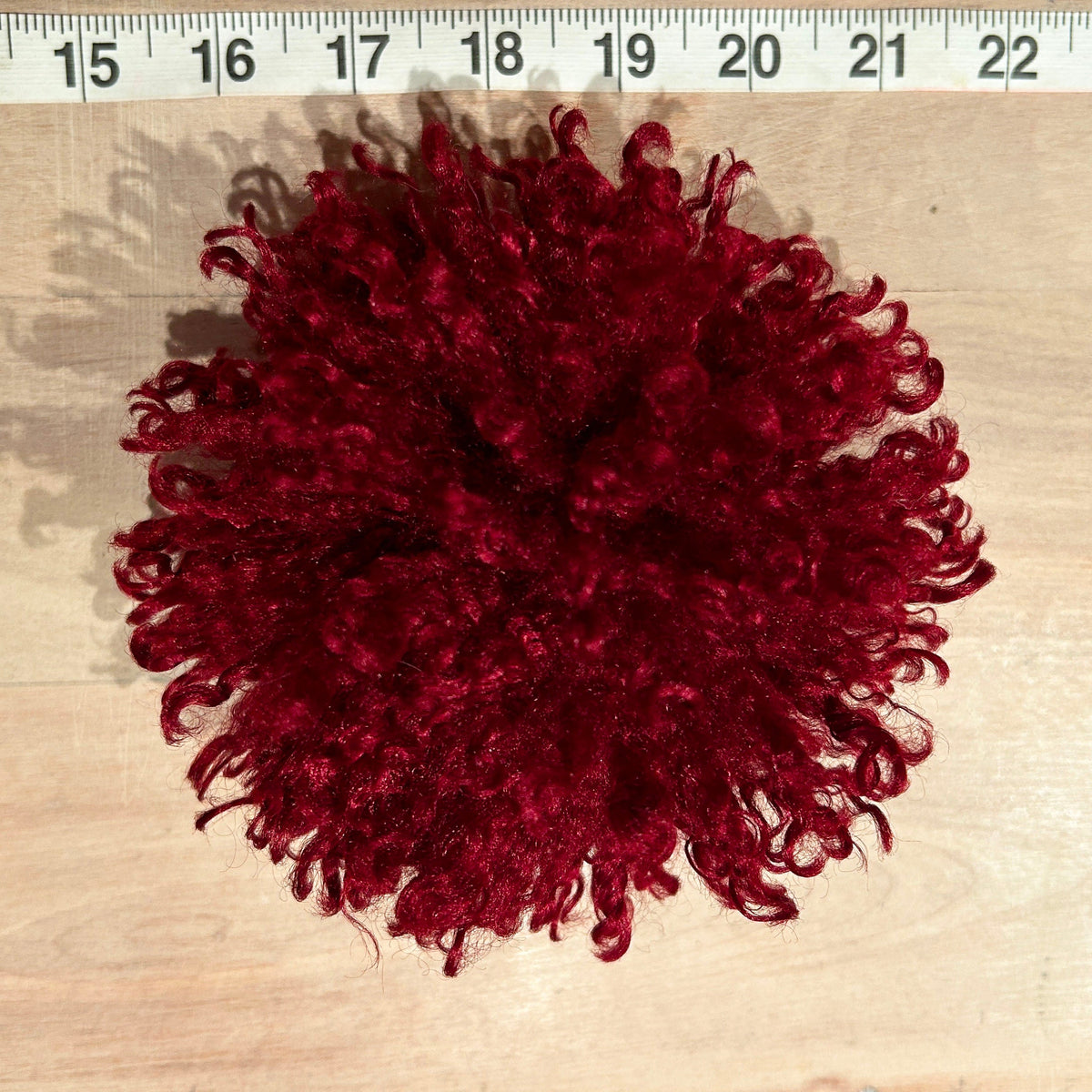 Red Curly Lamb Hat Pom, 5.5 Inch