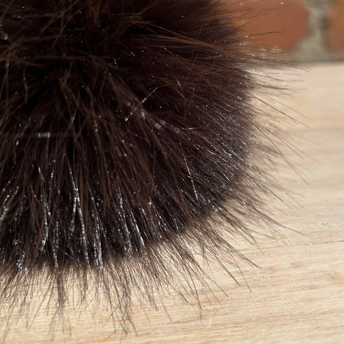 Dark Brown Beaver Faux Fur Pom, 5 Inch
