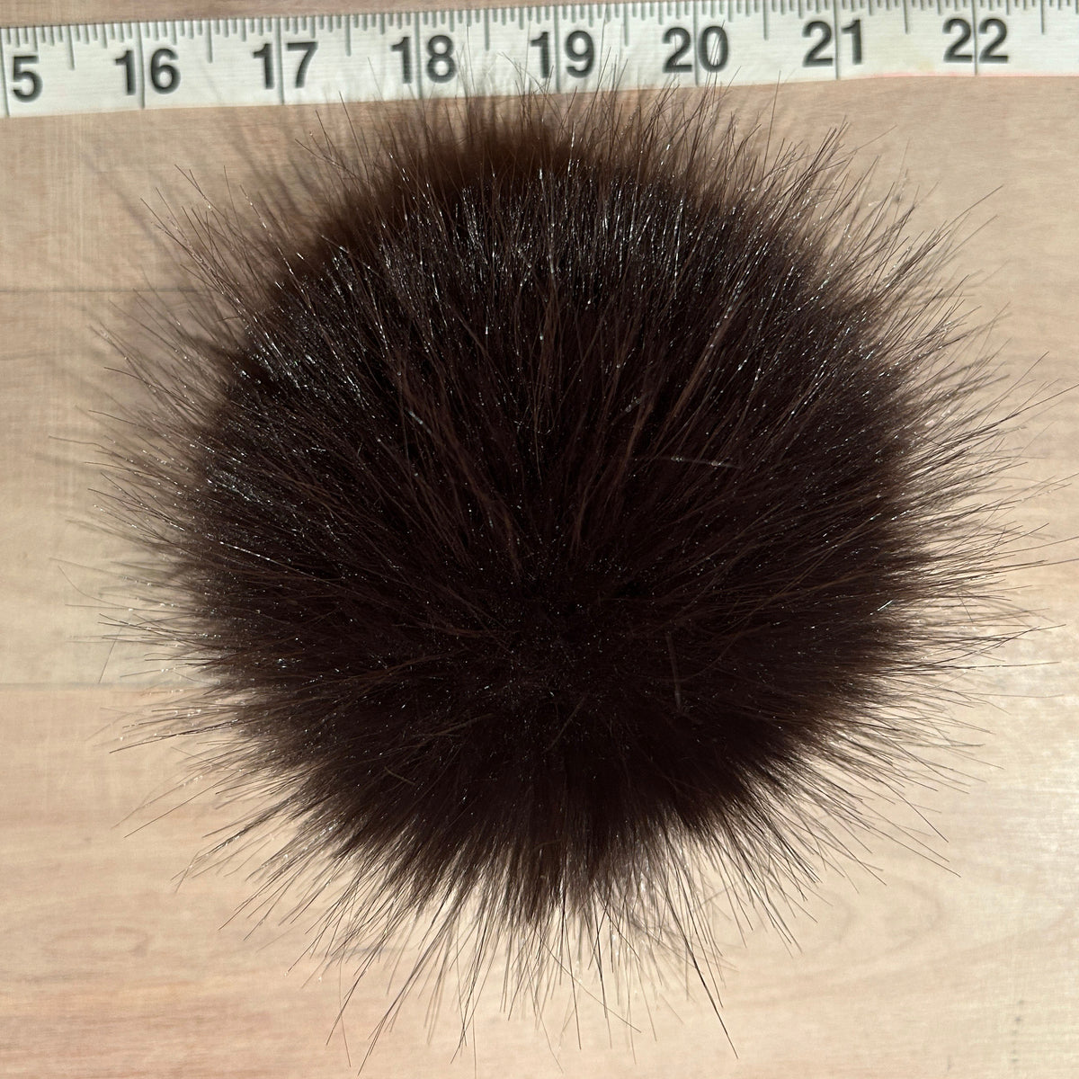 Dark Brown Beaver Faux Fur Pom, 5 Inch