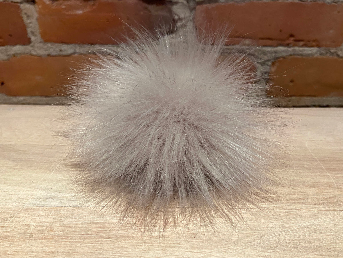 Taupe Faux Fur Pom, 3.5 Inch