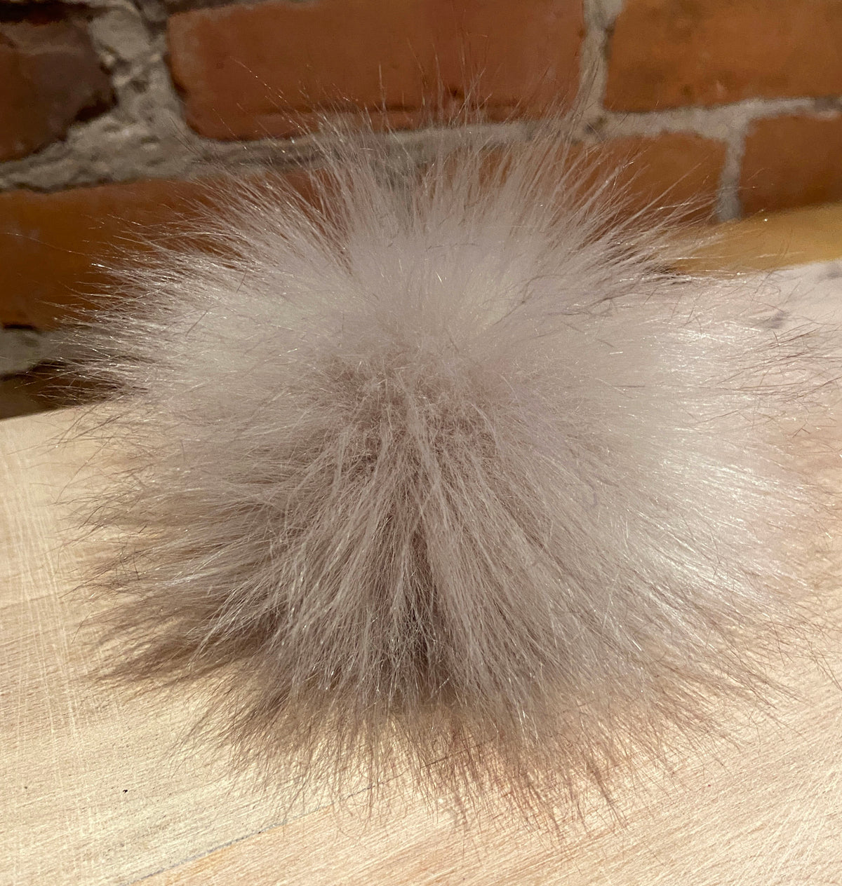 Taupe Faux Fur Pom, 3.5 Inch