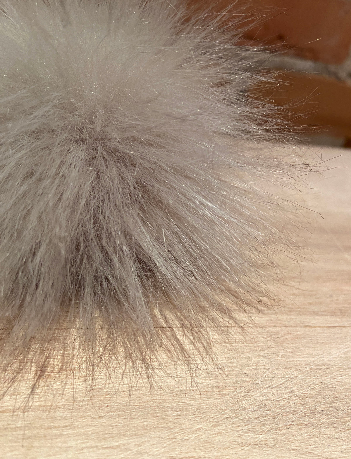Taupe Faux Fur Pom, 3.5 Inch