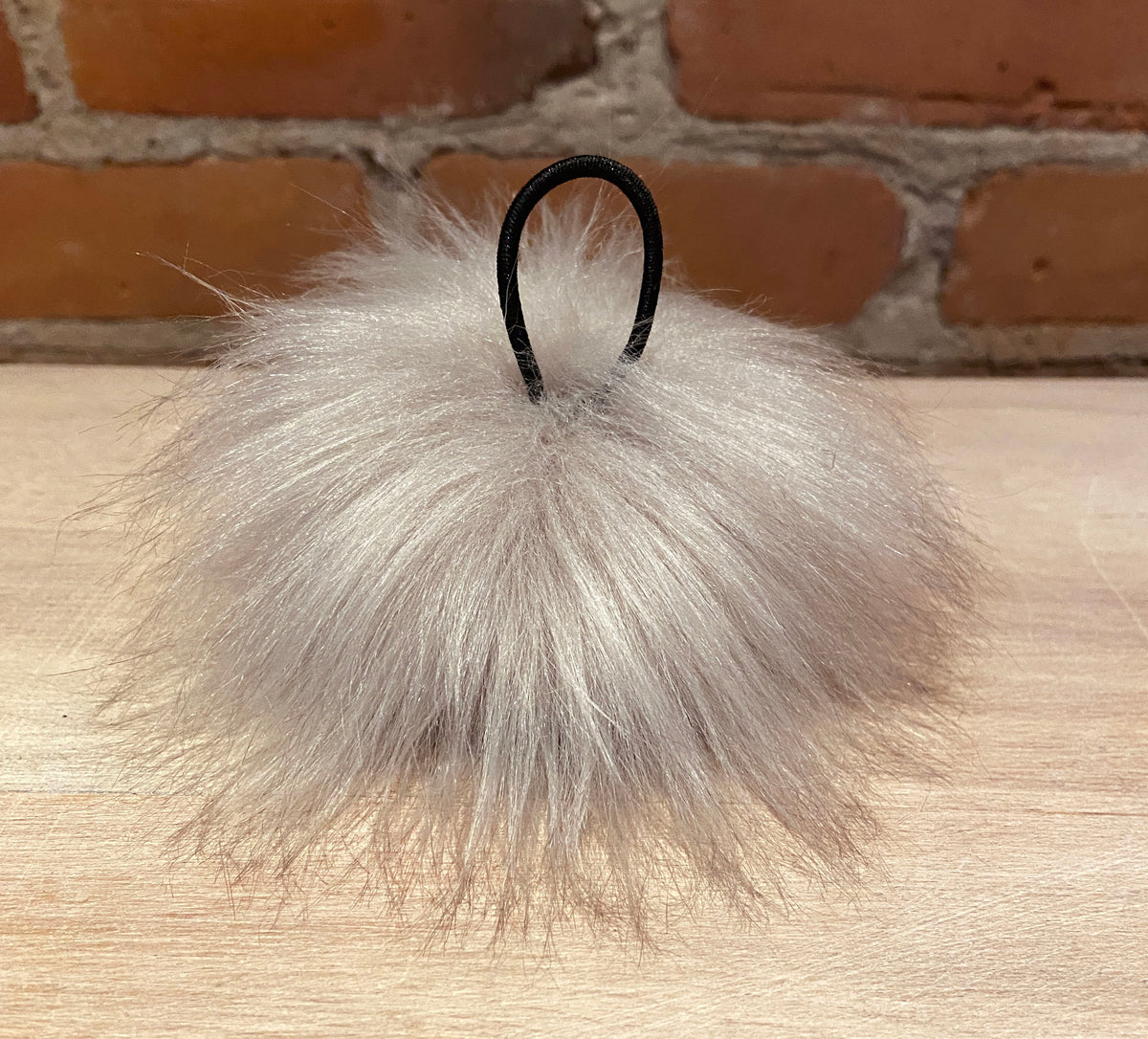 Taupe Faux Fur Pom, 3.5 Inch