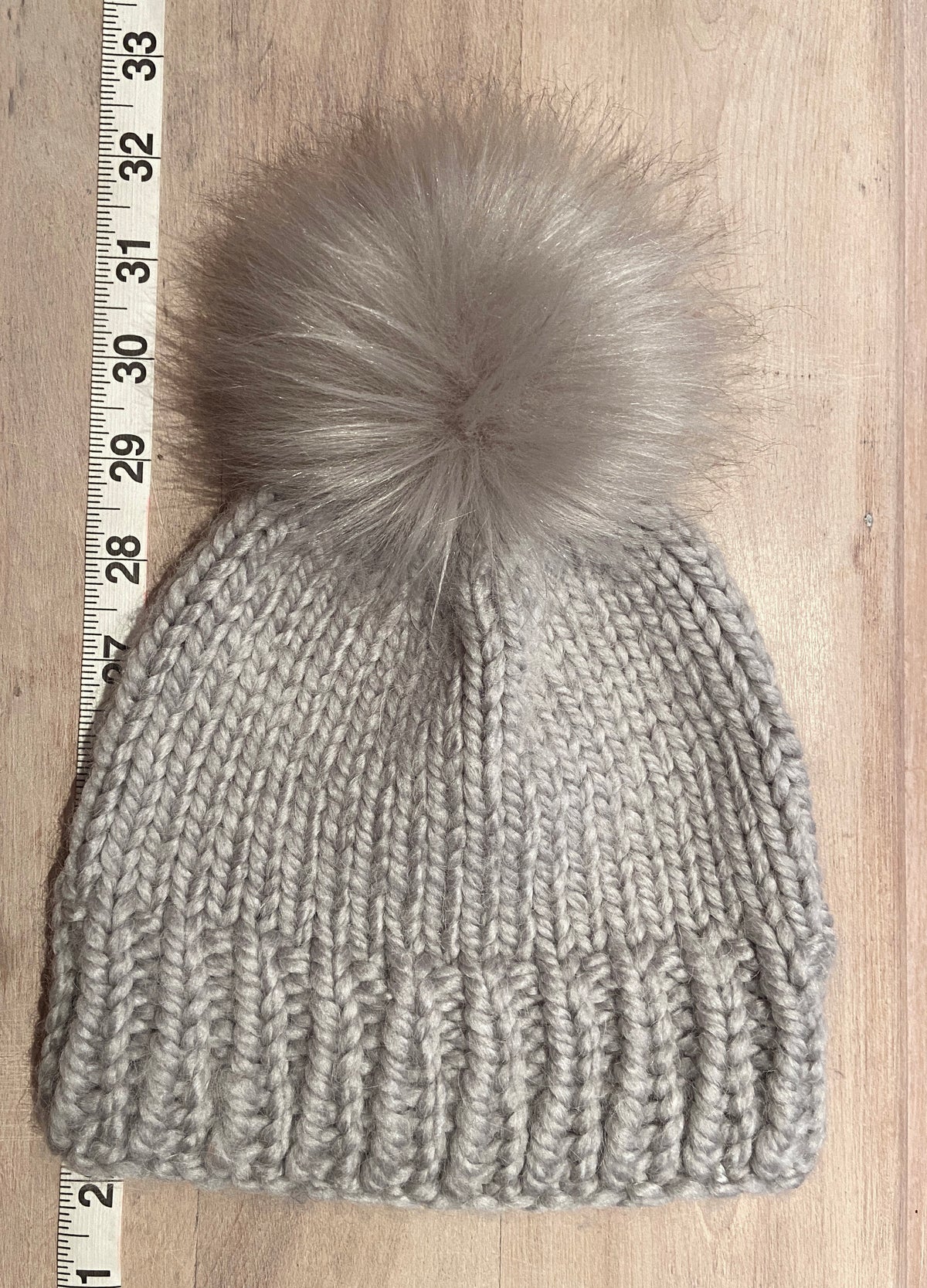 Taupe Faux Fur Pom, 3.5 Inch