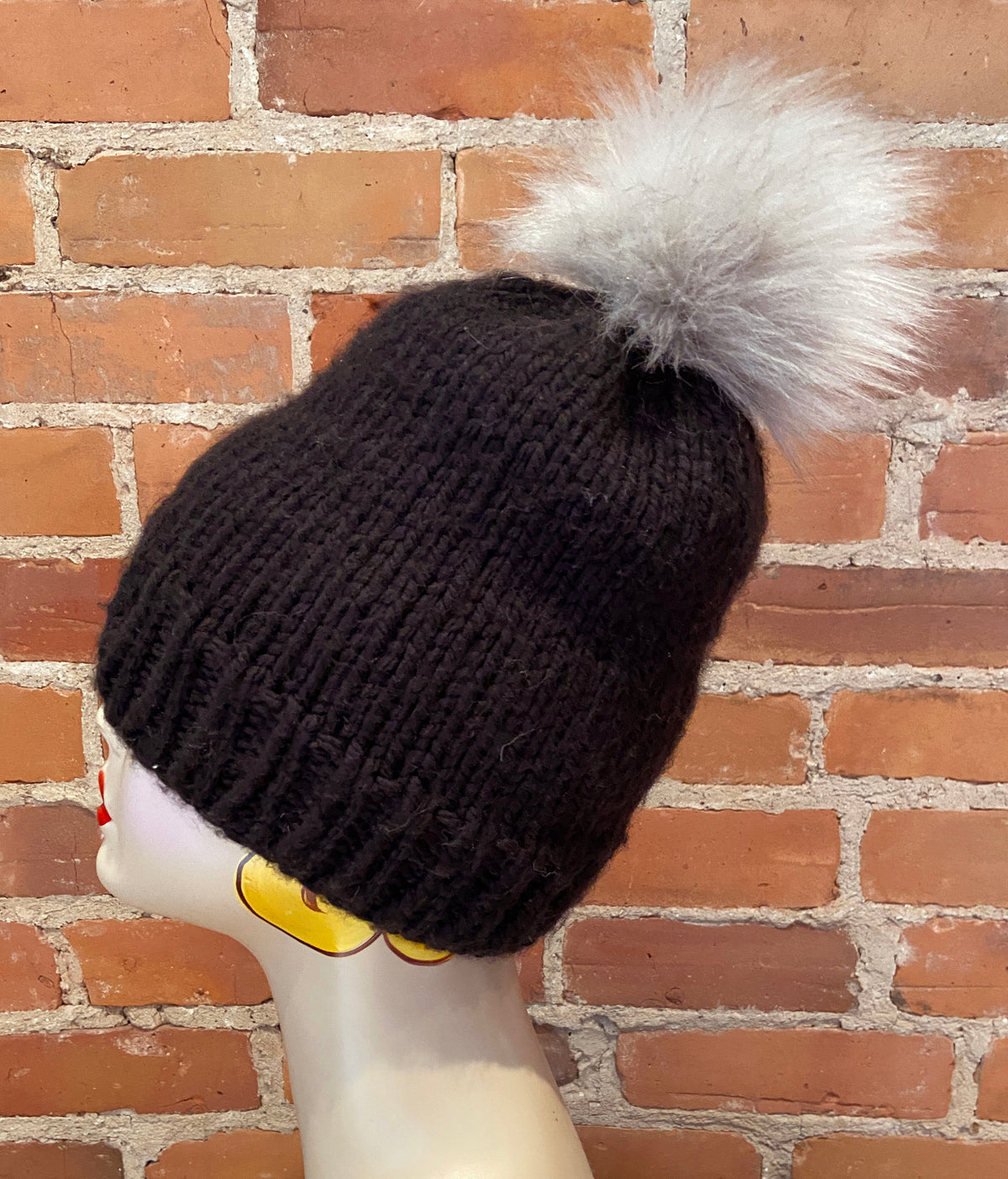 Taupe Faux Fur Pom, 3.5 Inch