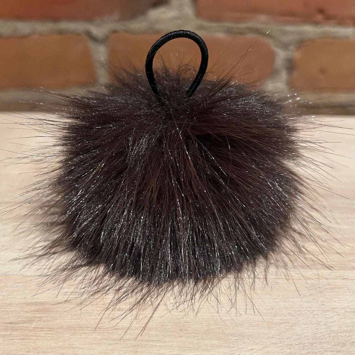 Dark Brown Beaver Faux Fur Pom, 3.5 Inch