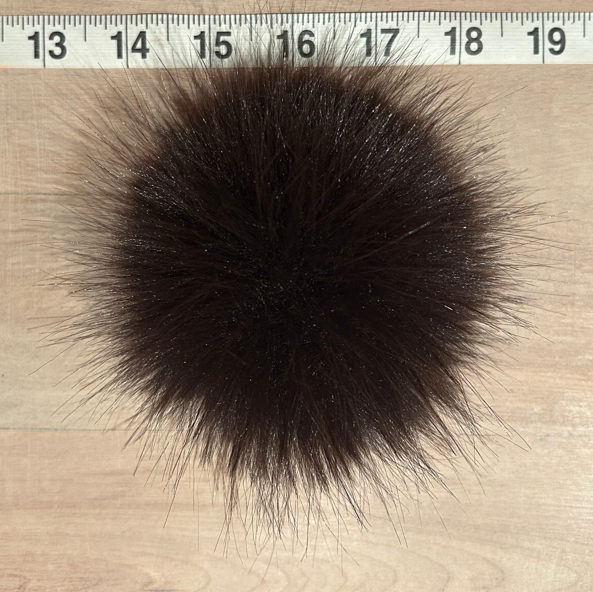 Dark Brown Beaver Faux Fur Pom, 3.5 Inch