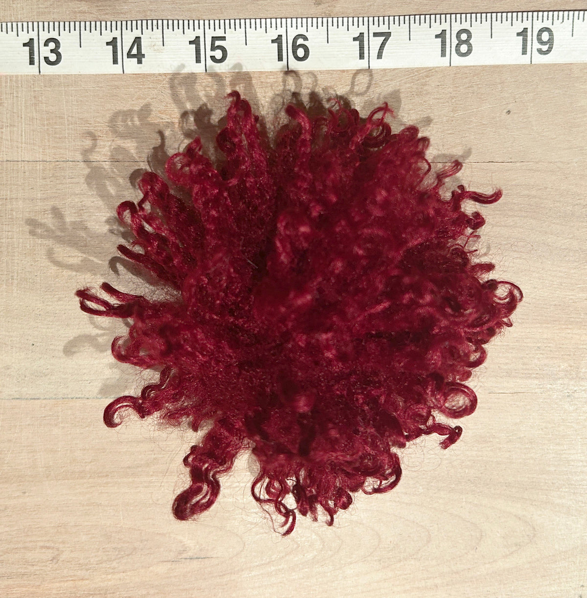 Red Curly Faux Fur Pom, 3.5 inch