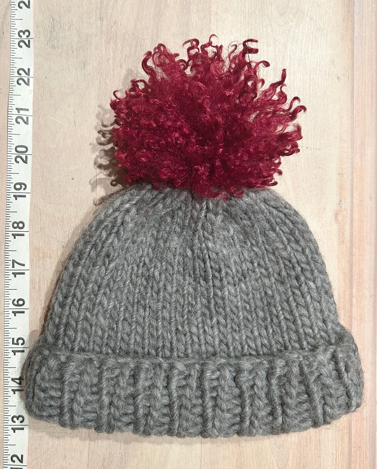 Red Curly Faux Fur Pom, 3.5 inch
