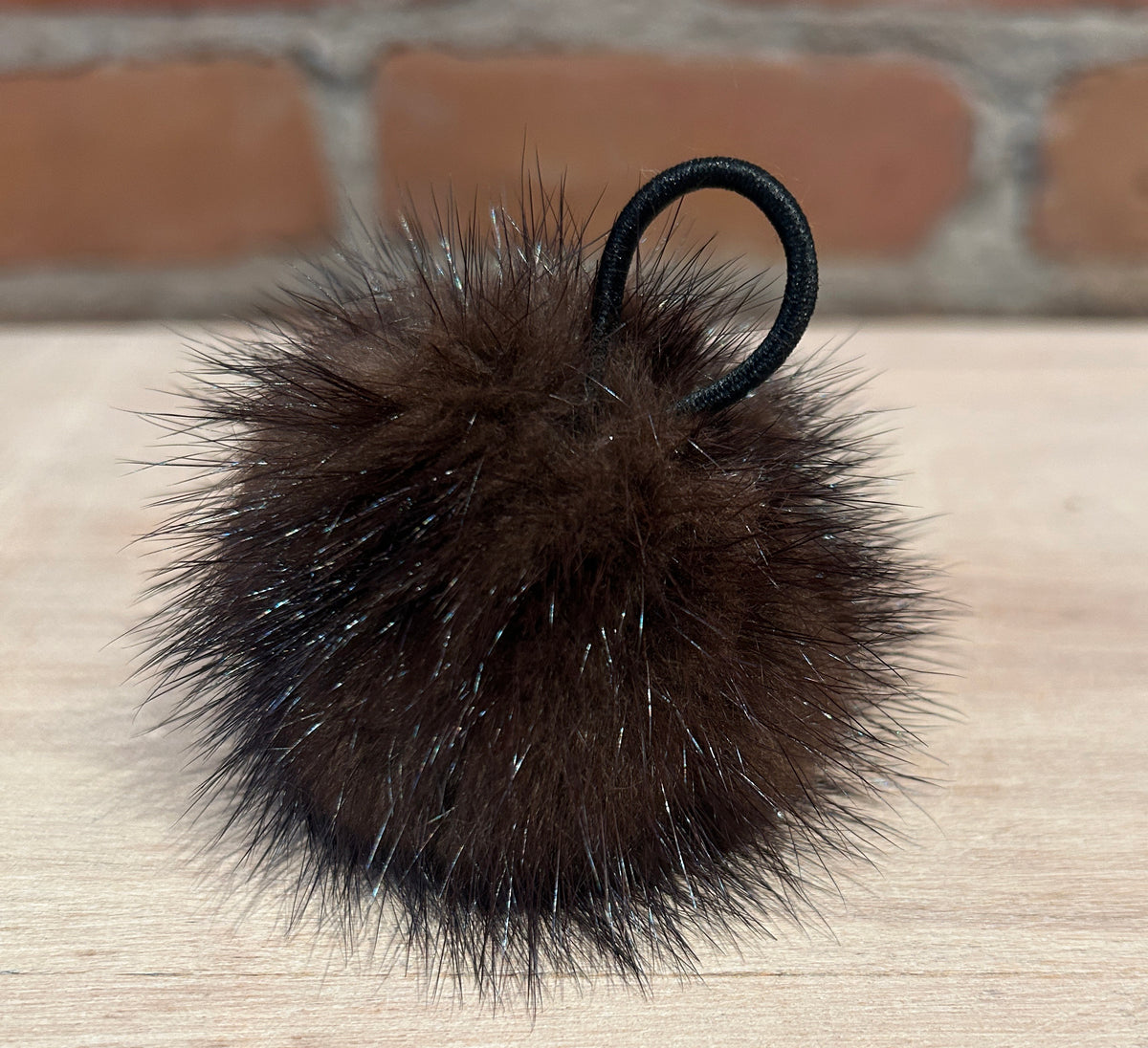 Dark Brown Mini Mink Fur Pom, 2-Inch