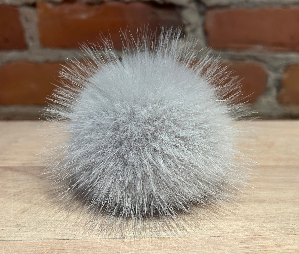 Light Grey Faux Fur Pom, 3.5 Inch