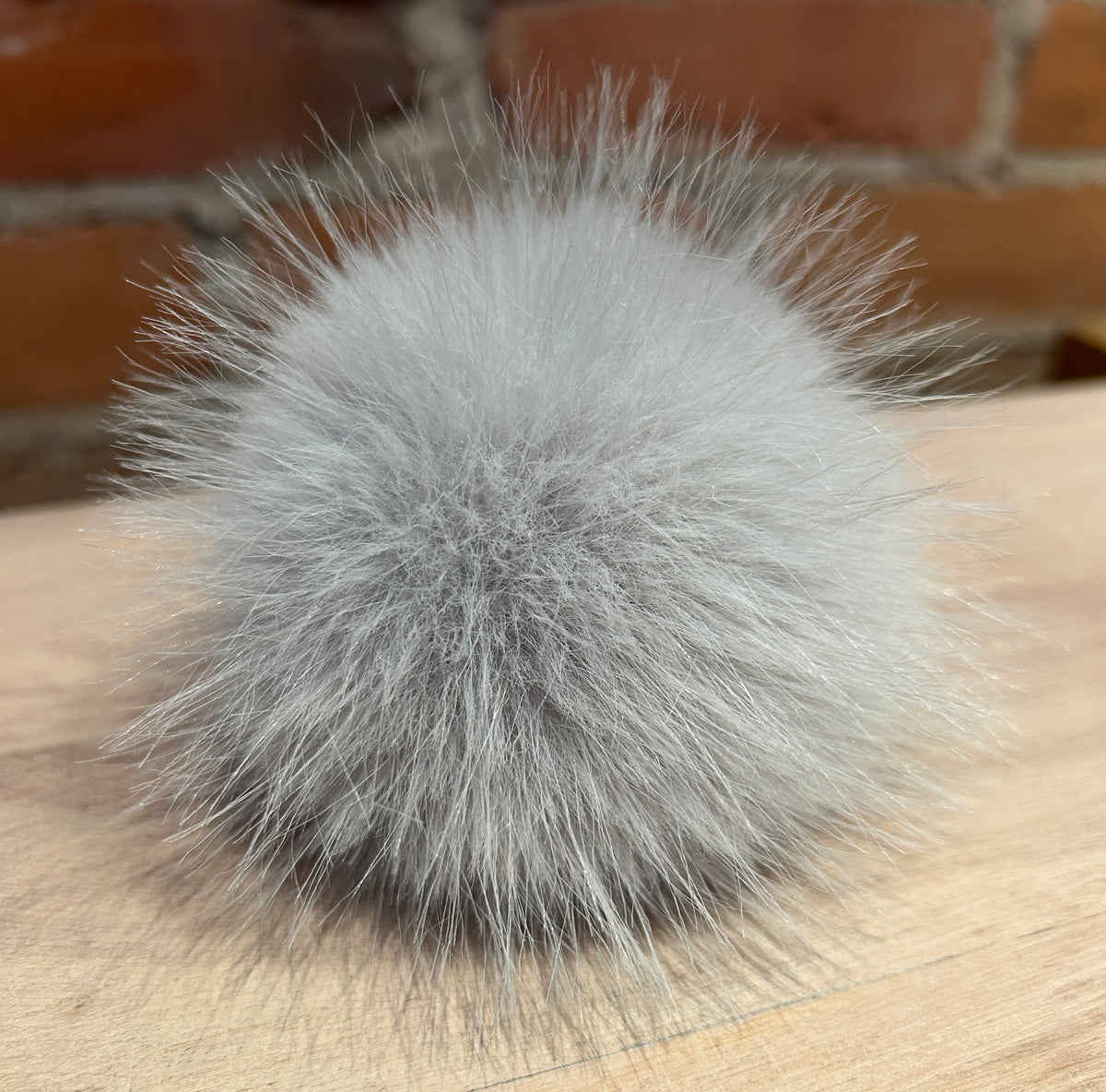 Light Grey Faux Fur Pom, 3.5 Inch