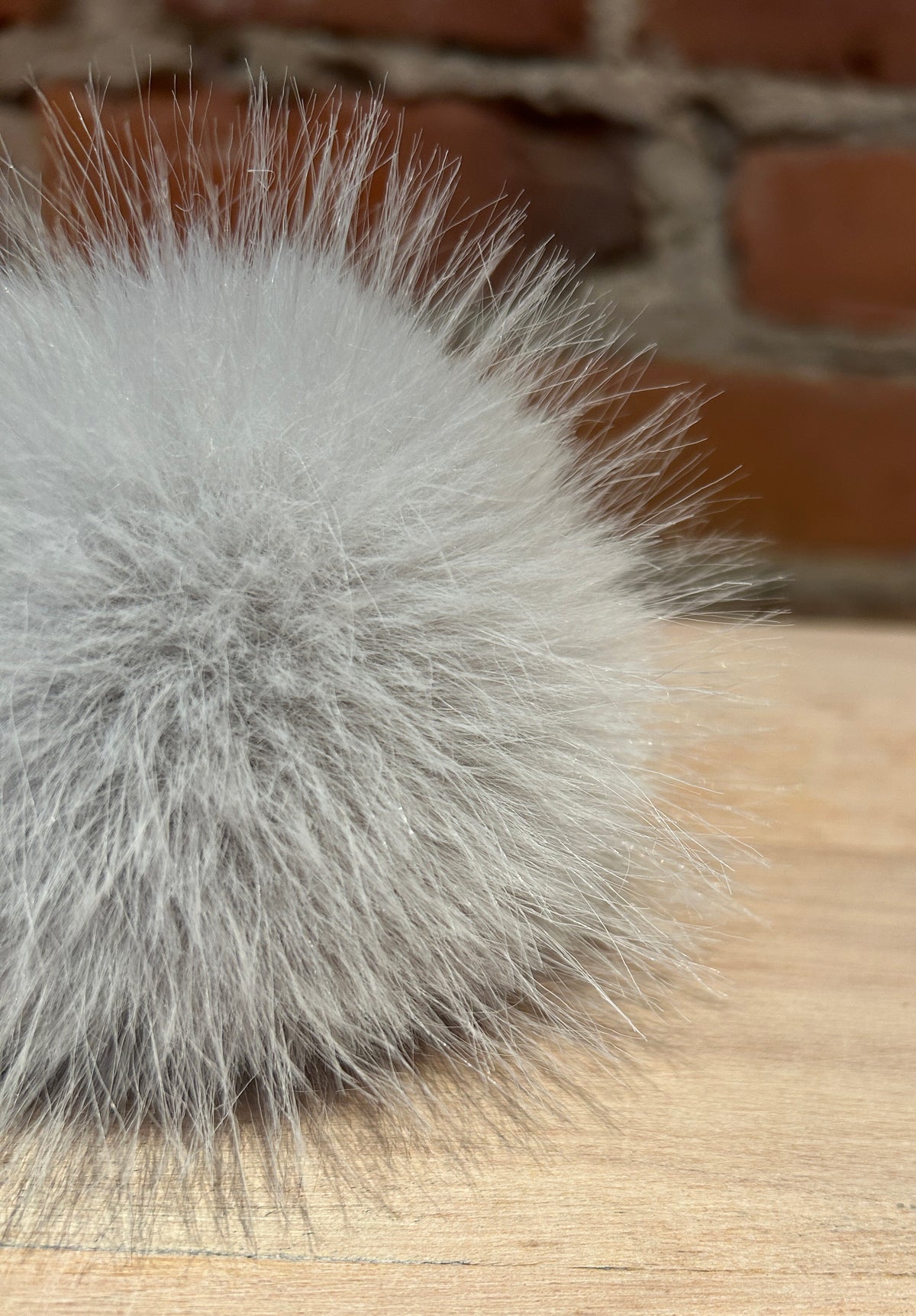 Light Grey Faux Fur Pom, 3.5 Inch